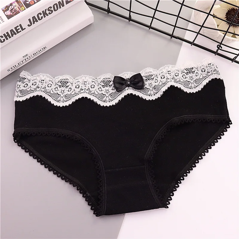 5Pcs/Lot Cotton Underwear Panties Women\'s Briefs Girls Sexy Lingeries Bow Pantys Breathable Underpants Shorts Panties For Women