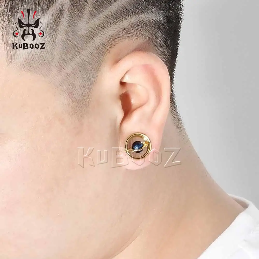 KUBOOZ Screw Ear Plugs Tunnels Stainless Steel Expander Flesh Gauges Studs Earrings Fashion Planet Piercing Body Jewelry Gift