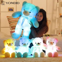 2020 Creative Light Up Bear Stuffed Animals Plush Cushion Cartoon Colorful Glowing Christmas Gift for Kids Pillow