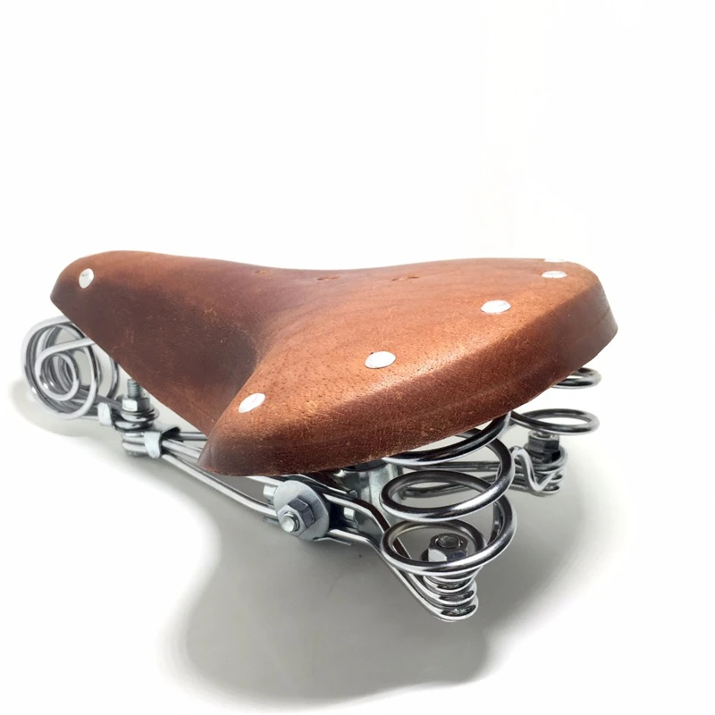 Traditional Old Style Bicycle Saddle Riveting Cow Leather Seat Road MTB Bike Standard Vintage Cushion Cycling Part
