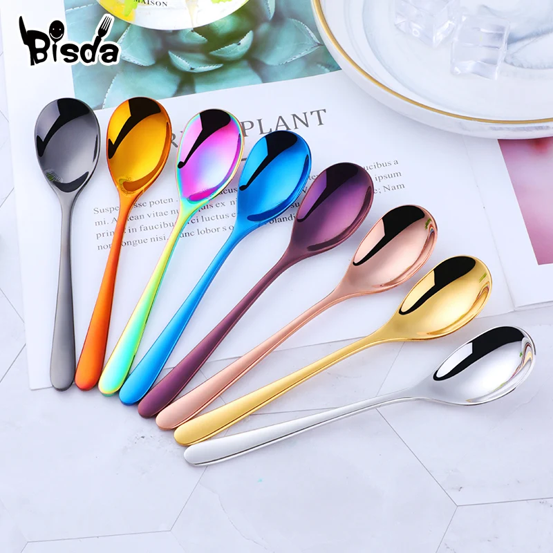 Stainless Steel Tea Spoons Short Coffee Spoon Creative Gold Mini Spoon Dessert Ice Cream Scoop Dinnerware Set for Party