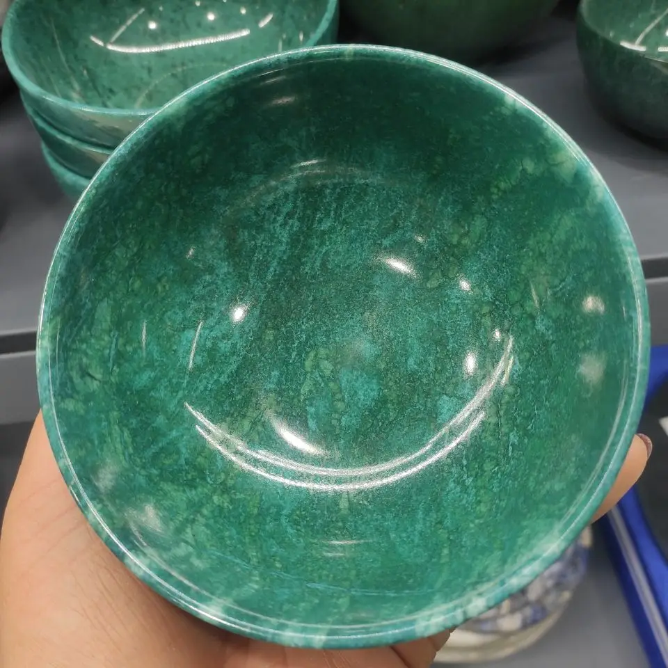 1pcs dark green griotte rice bowl creative tableware underglaze salad soup bowl