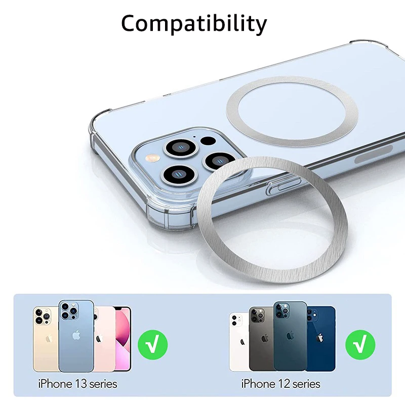 2er-Pack für Magsafe Magnetplatte Ring Universeller Metallaufkleber Unterstützt Kabelloses Laden Metallplatte für Magnet-Autohalterung – Detail 5