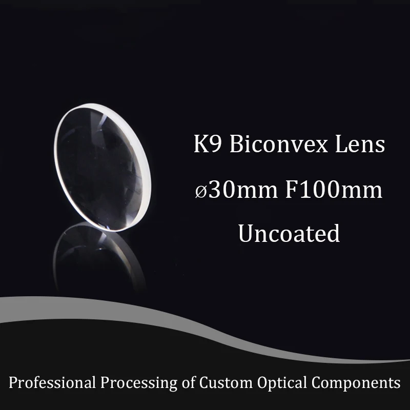 Optical Glass K9 Optics Double Convex Mirror 30mm Diameter 100mm Focal Length Projector Lenses Physics Experiment Teaching Tool