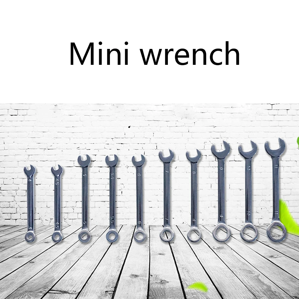 British/Metric Type Wrenches 10pcs Mini Spanner Wrenches Set Hand Tool Key Ring Spanner Explosion-proof Pocket