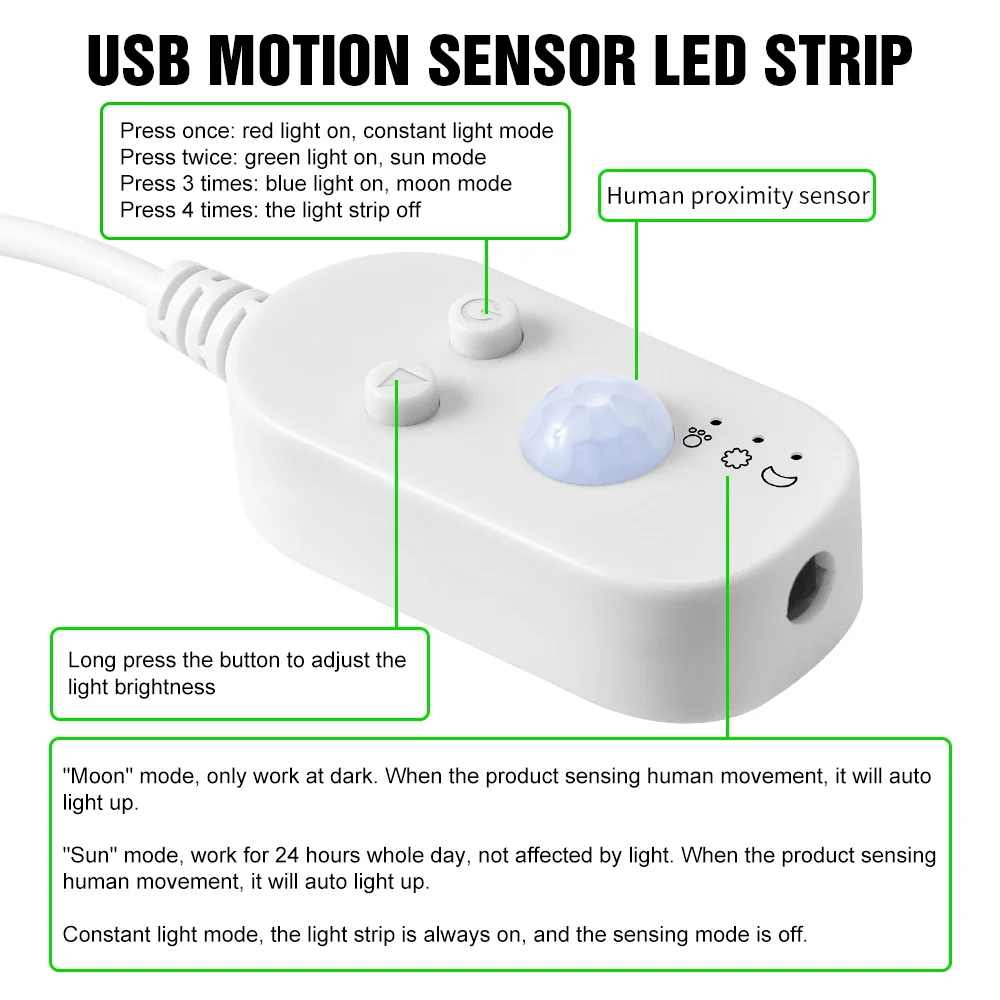 5V Waterproof Under Cabinet Lamp Kitchen Light USB Smart Motion Sensing Lamp Strip LED Flexible Ribbon LED Wardrobe Light Strip