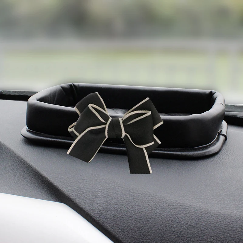 

Car Styling Dashboard Storage Organizing Box Cute Bowknot Auto Dash Center Organizer Case For Phone Key Interior Accessories