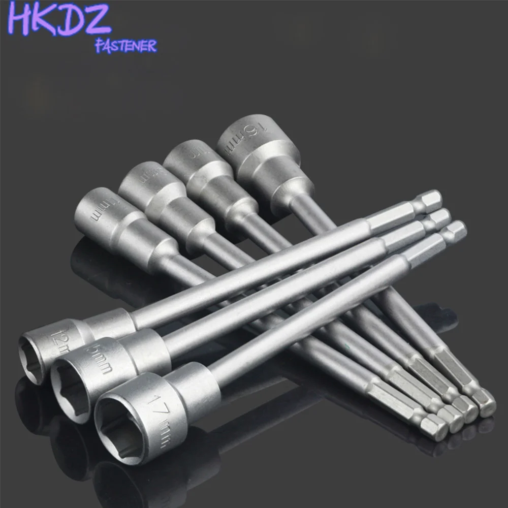 

1Pcs 1/4" Hex Shank Power Nut Driver Drill Bit Metric Socket Wrench Screw 6-19mm Magnetic Nut Driver Set Socket Adapter