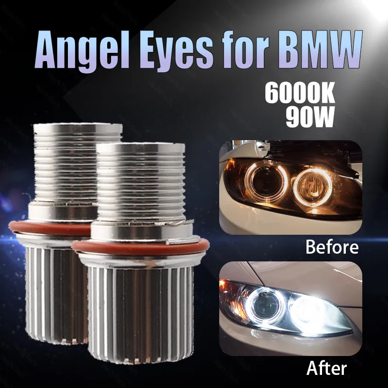 90W Error Free LED Angel Eyes Marker Lights Bulbs for 04-07 BMW 5-series E60 525i 525xi 530i 530xi 545i 550i Daytime Light