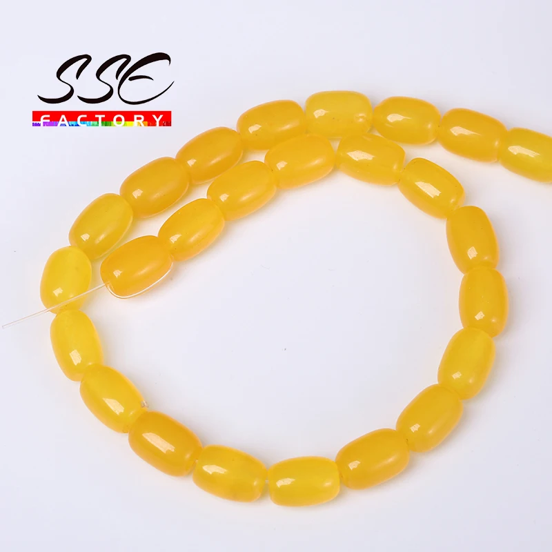 Wholesale Natural Stone Beads Yellow Agates Drum Barrel Shape Beads Semi-Finished Handmade Bracelet Beads For Jewelry Making