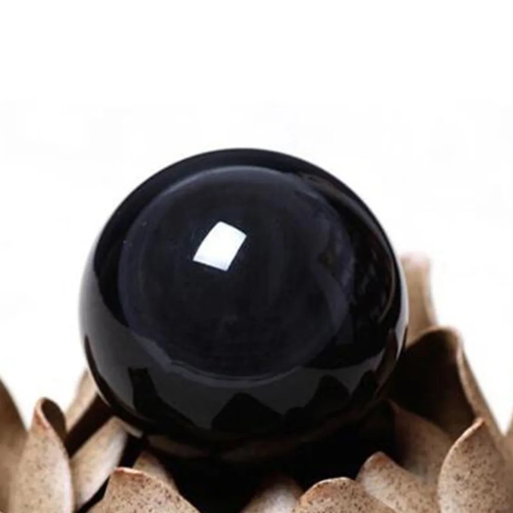 40mm Asian Natural Black Obsidian Sphere Large Crystal Ball Healing Stone