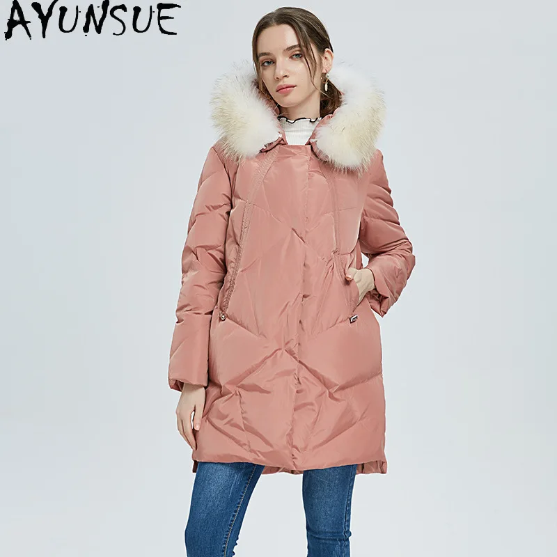 

AYUNSUE 2020 Women Down Jacket Thicken Woman Parkas Long Women Coats and Jackets Winter Autumn Raccoon Fur Collar Abrigos Mujer