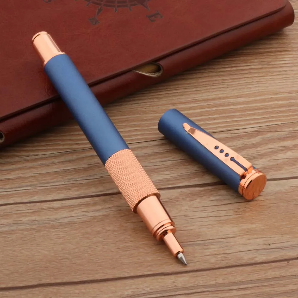 고품질 로즈 골든 125 롤러 볼 펜 서리로 덥은 하늘색 클래식 비즈니스 사무실 학교 용품 쓰기