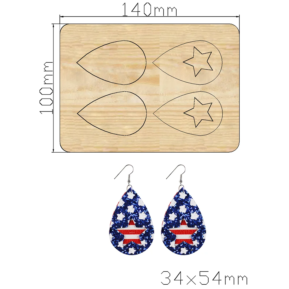 2021 New hollow five-pointed star eardrop Cutting Dies  Wooden Dies Suitable for Common Die Cutting Machines on the Market