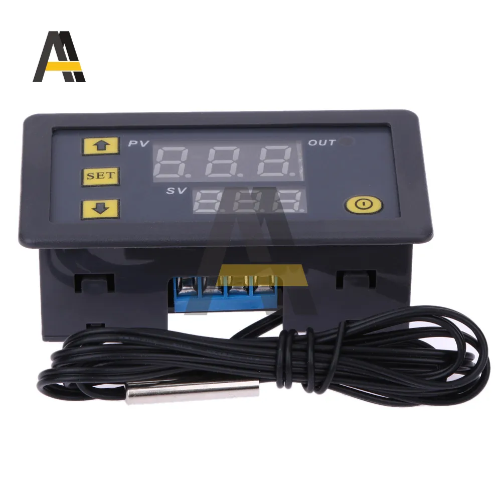 W3230 12V 24V AC110-220V Probe Line 20A Digital Kontrol Suhu LED Display Termostat dengan Instrumen Kontrol Panas/Pendingin