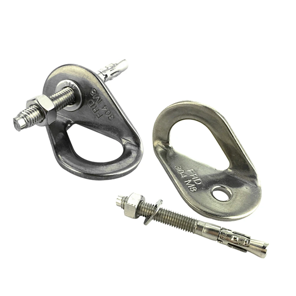 2pcs 35KN Stainless Steel Climbing Anchor Bolt Hanger Screw Nut Piton Outdoor Sports Safety Hardware Set