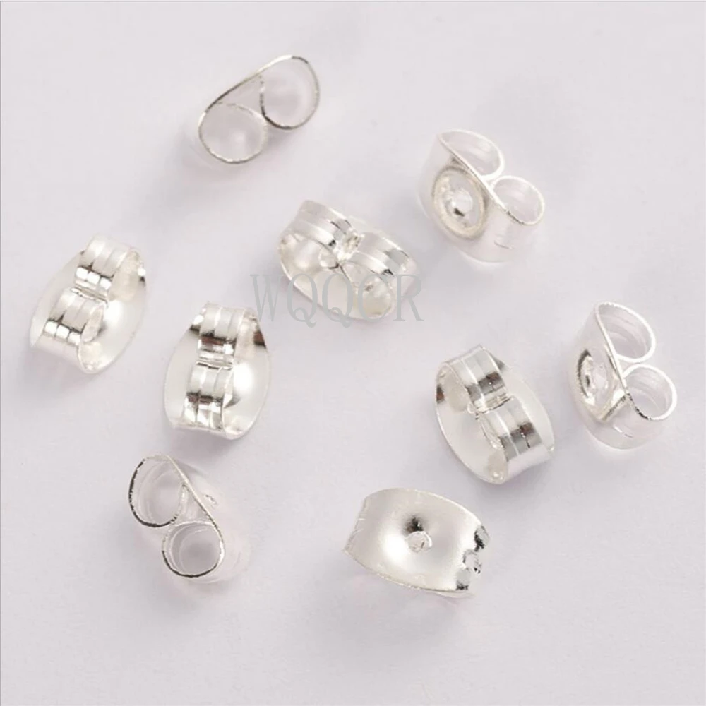 Boucles d'oreilles or et argent, 200 pièces/lot, bouchons d'oreilles en métal bloqué, boucles d'oreilles DIY, fabrication de bijoux, accessoires fournitures