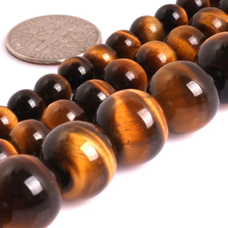 Natural Stone AAA Genuine Tiger Eye Precious Accessorries Round Beads DIY Loose Bead For Jewelry Making Strand 15\