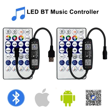 DC5-24V 28key controlador led com música bluetooth app remoto para inteligente 5050 rgb individualmente endereçável luz de tira 2048 pixels