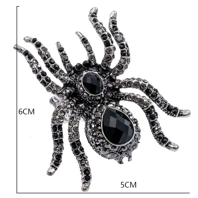 YACQ Spider Stretch Ring Scarf Clasp Halloween Party Jewelry Gifts Antique Black Dropshipping