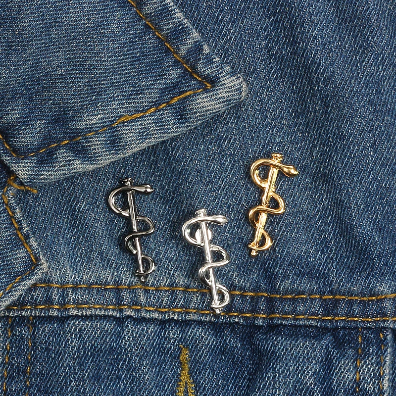 Nurse Doctor Lapel Pin Medical Organization WHO Brooches Metal Snake Stick Badges Shirt Jackets Bag Enamel Pins Fashion Jewelry