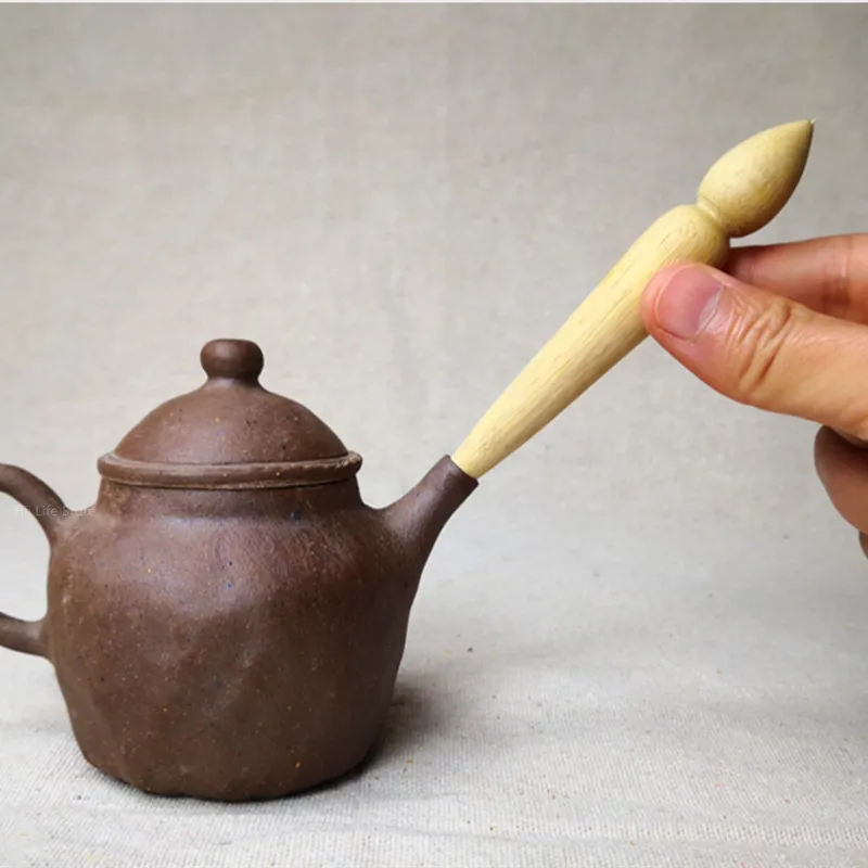 Pottery Spout Modifier Wooden Double-head Punch Mud Pat Wooden Eggs Teapot Crafts Modeling Repair Purple Clay Pot Making Tools