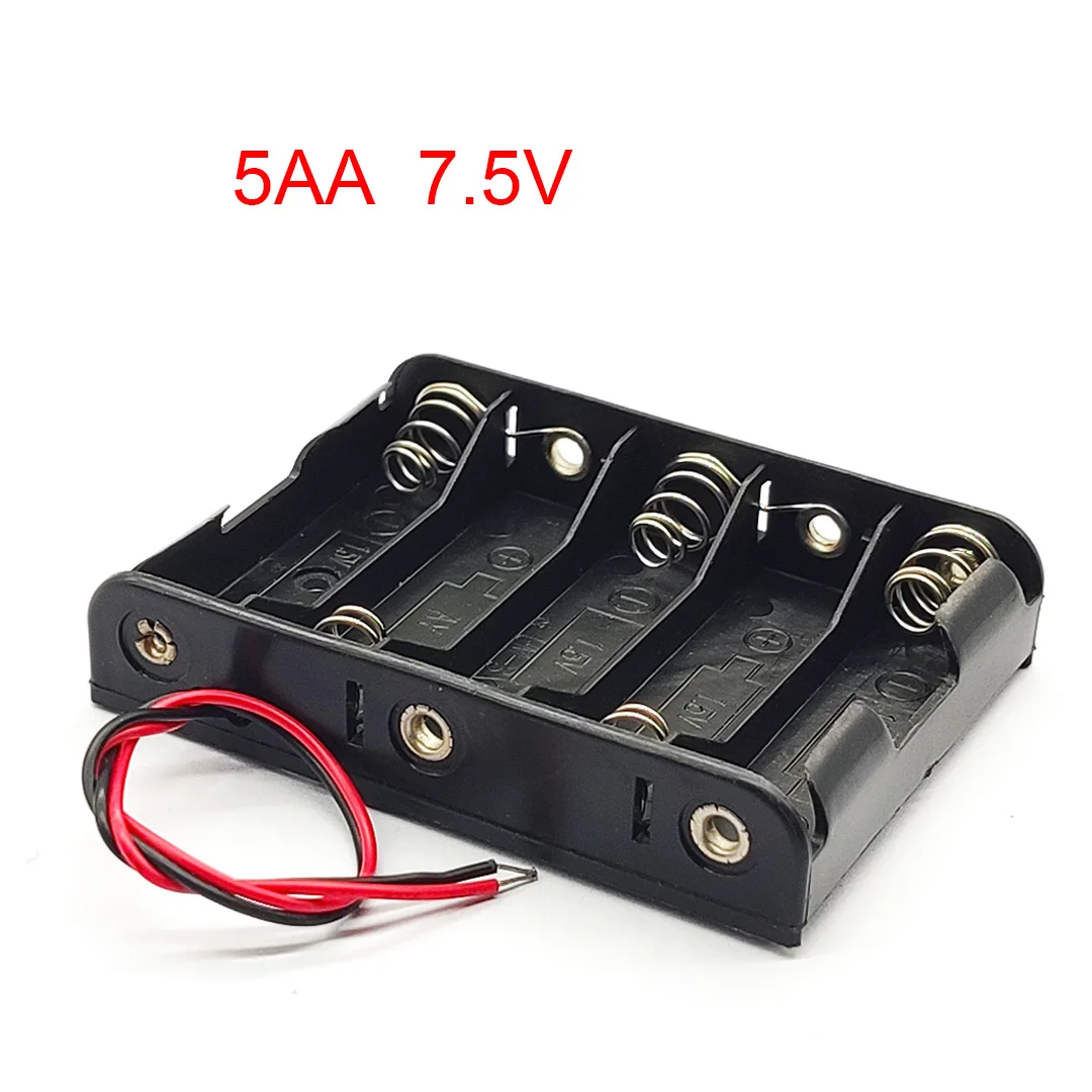 5AA 7,5 V Power Batterie Lagerung Fall Kunststoff Batterie Box 5 AA Batterie Halter Batterie Fall Mit Kabel Serie 5 slots DIY