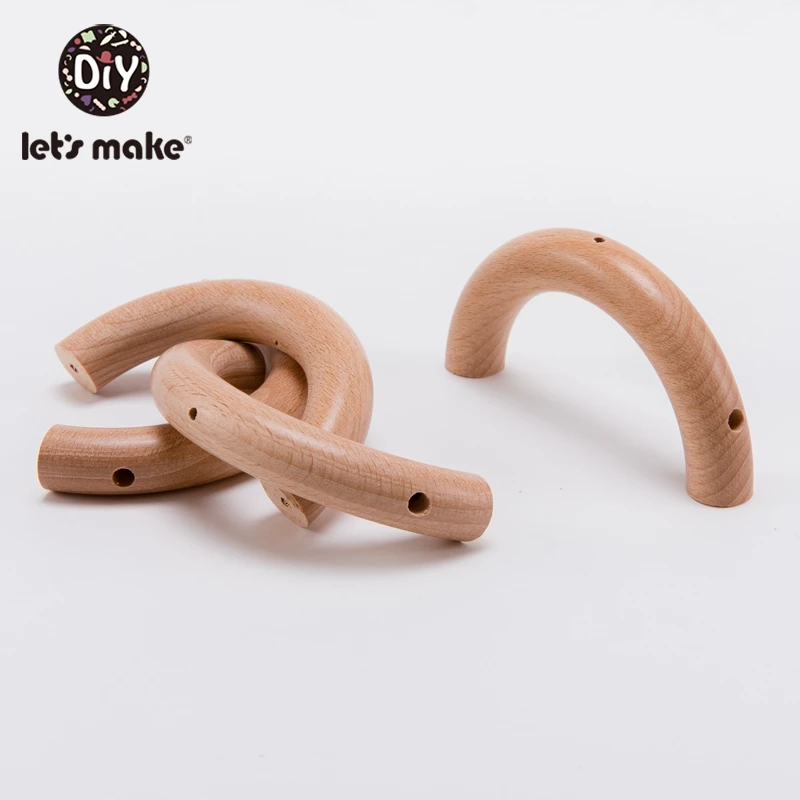 Let'S Make Baby Wooden Teether 50pcs Semi Ring Beech Wooden Unicorn Teething New Born Three Holes Play Gym Diy Teether Baby toys