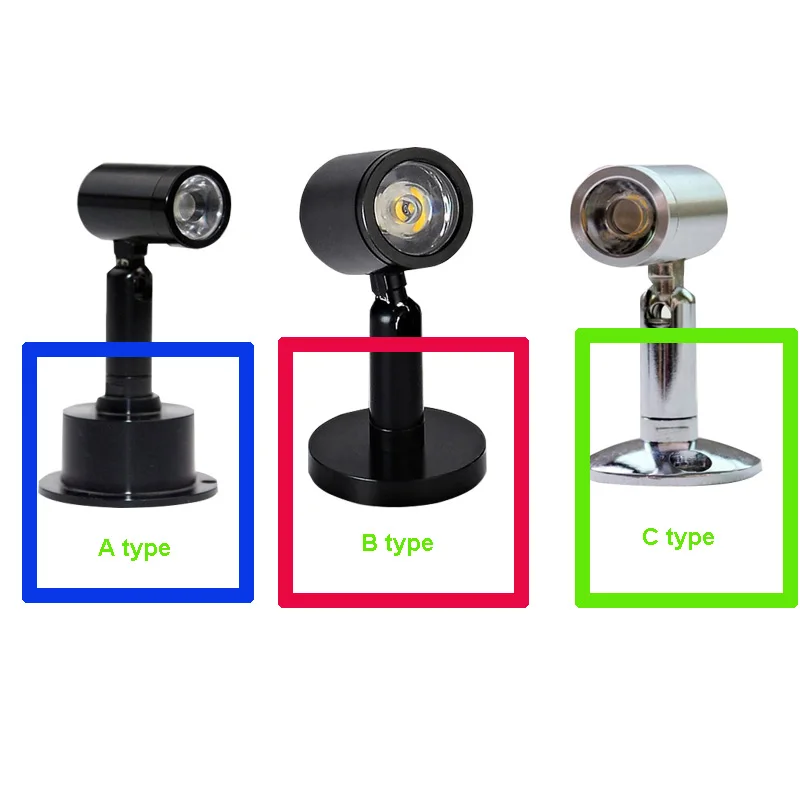 Mini superfície montada LED holofotes, luzes de teto, lâmpadas para gabinete contador e showcase spot, 1W, 3W, AC 85-265V, DC 12V