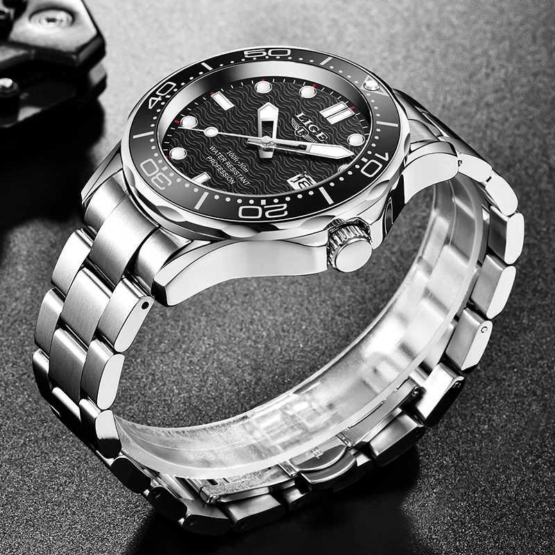 2024 LIGE New Waterproof Watch Men Top Brand Luxury Stainless Steel Men Watch Fashion Casual Sport Men Quartz Date Wristwatches