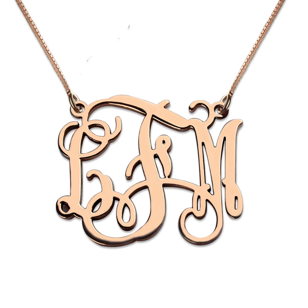 Uonney Dropshipping Personalized Monogram Initial Pendant Necklace Silver Rose Gold Jewelry Gift For Women