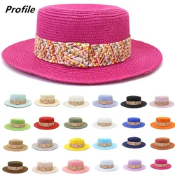 Multi-color beach hat new size adjustable male and female color sun hat straw hat flat-top macaron color кепка мужская