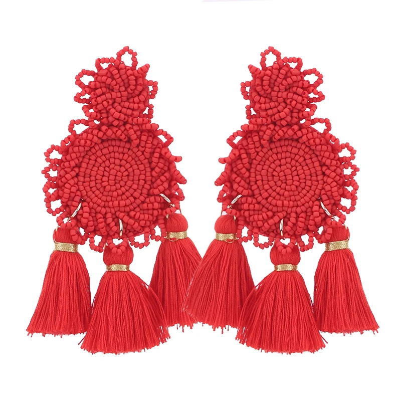 Big Tassel Beads Earrings For Women Bohemian Earrings Big Dangle Drop Earrings 2020 Brincos Female Fashion Jewelry Party Gifts