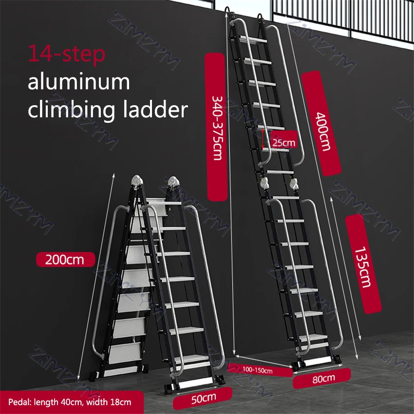 

Attic Telescopic Stairs Aluminum Alloy Thick Handrail Straight Ladder Multi-function Climbing Ladder Household Folding Ladder