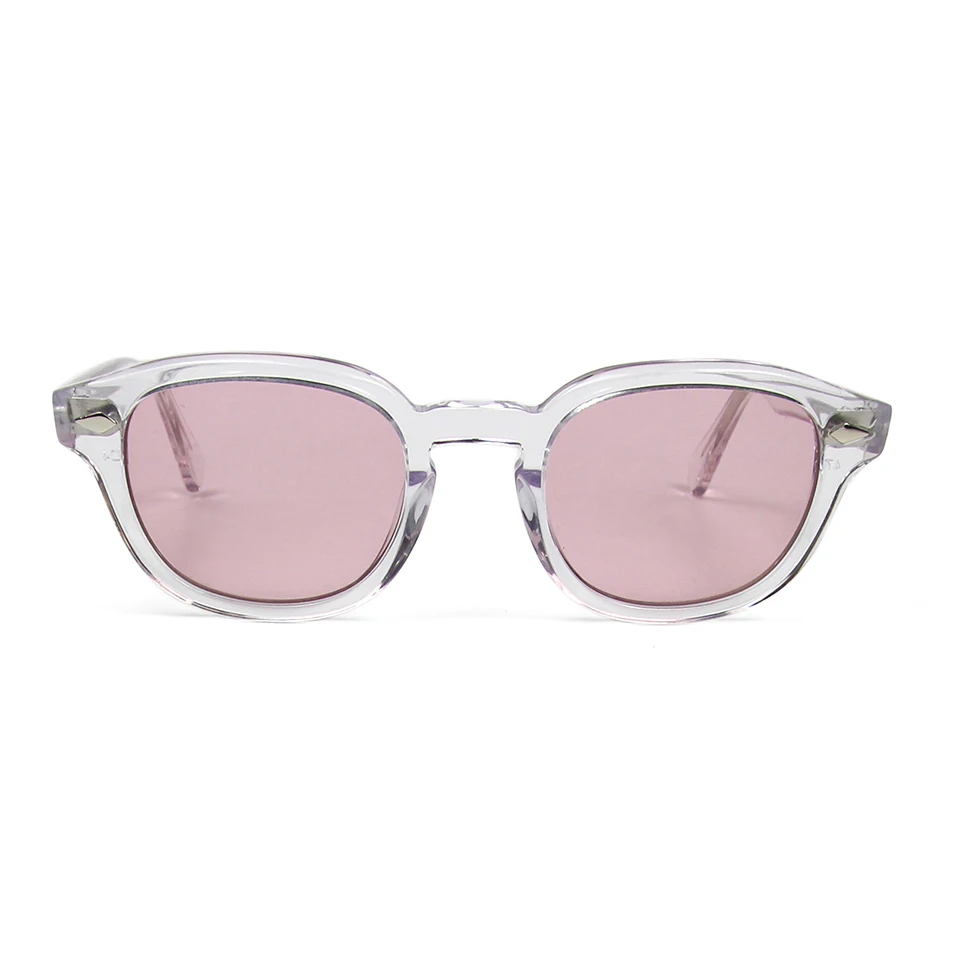 Occhiali da sole trasparenti in acetato montatura trasparente tonalità rosa occhiali rotondi Vintage Designer di marca occhiali da sole decorativi