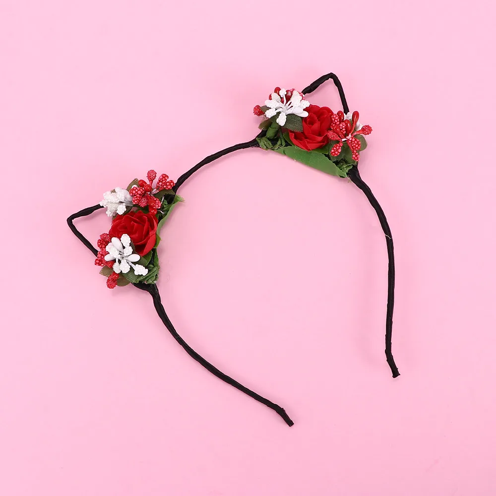 1pc Lovely Hair Hoop Headwear Fashion Children Girls Cute Rose Flower Cloth Headband Cat Ear Headband Hair Bands