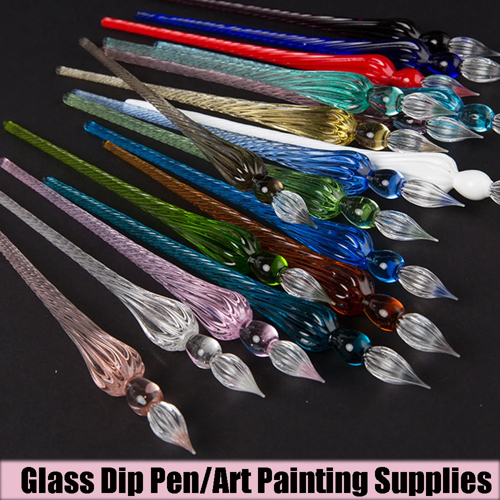 1PC penna stilografica a immersione in cristallo Vintage Dip riempimento inchiostro firma penna per scrittura calligrafia accessorio per pittura a mano