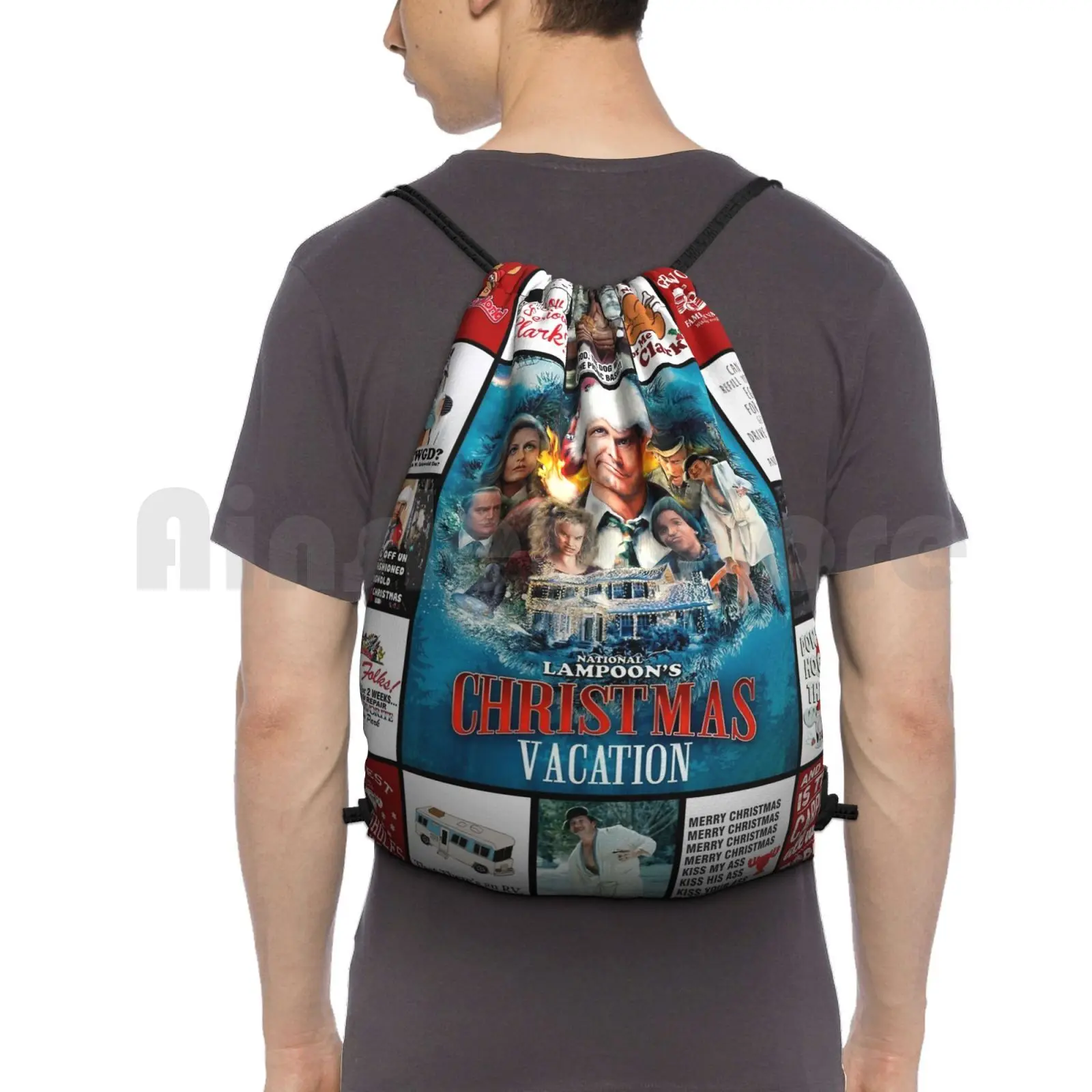 National Lampoon Christmas Vacation Backpack Drawstring Bags Gym Bag Waterproof Christmas Christmas Vacation Vacation