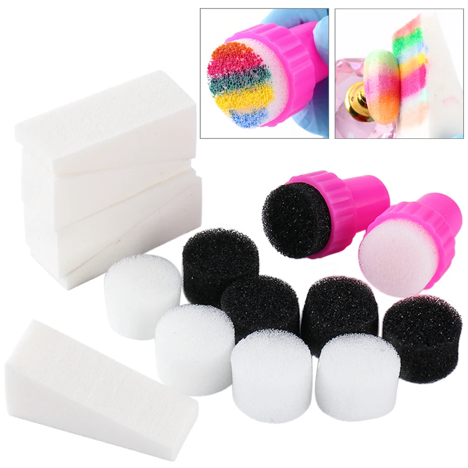 Soft Triangle Round Sponge Nail Art Stamper DIY Gel Polish Printing Gradient Color Nails Painting Transfer Manicure Tools NL1597