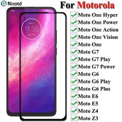 Full Cover Tempered Glass For Motorola One Hyper Action Vision Power Protective Screen Protector For Moto G6 G7 Play Plus Z3 Z4