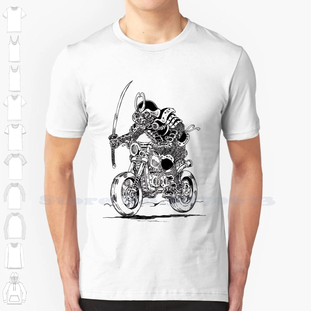 100% Cotton T-Shirt Halloween Funny Brave Ink Tattoo Black And White B W Sketch Style Stylish Fashion Sword Bike Cool Swag