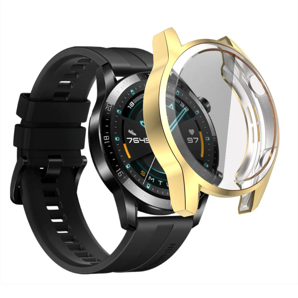Electroplated TPU Protective Case For Huawei Watch GT2 46mm 42mm Full Screen Protector Shell Bumper Cover