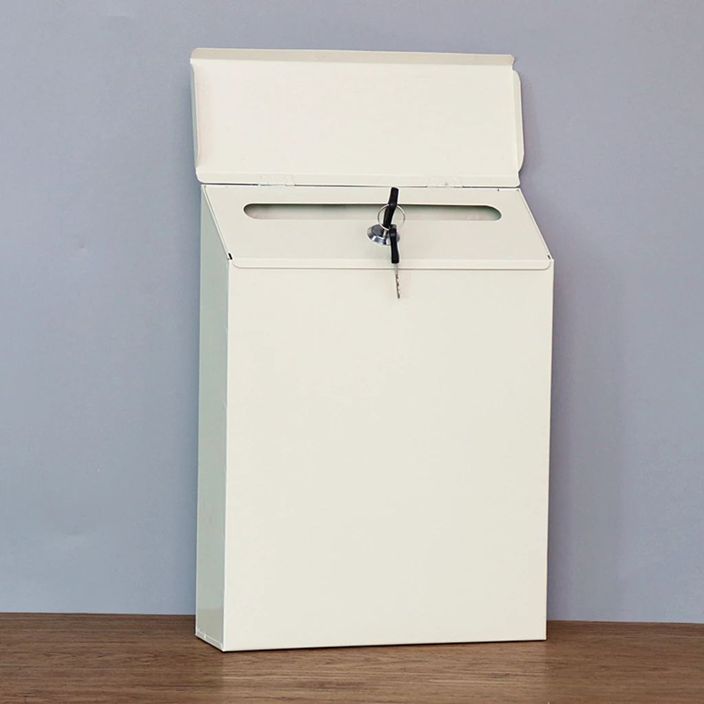 Art Lockable Mailbox Wall Mounted Deposit Suggestion Drop Box Durable Envelopes Paperwork Postbox House Room Rural Decor