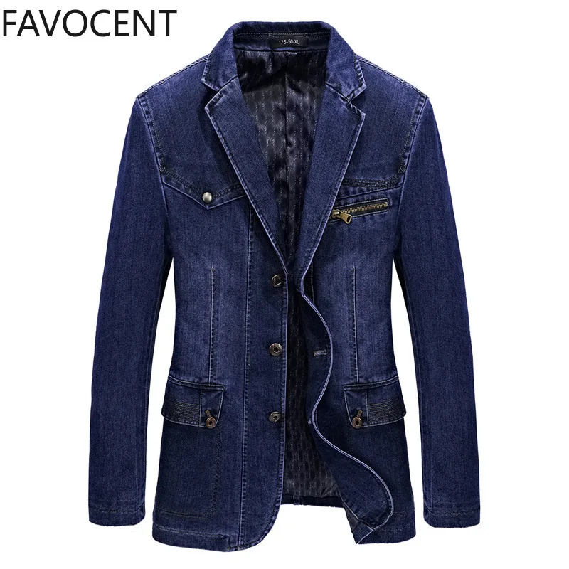 New Blazer Men High Quality Spring Mens Jeans Jacket Coat Male Fashion Denim Blazer Jacket Suit Men Business Casual Suit Top