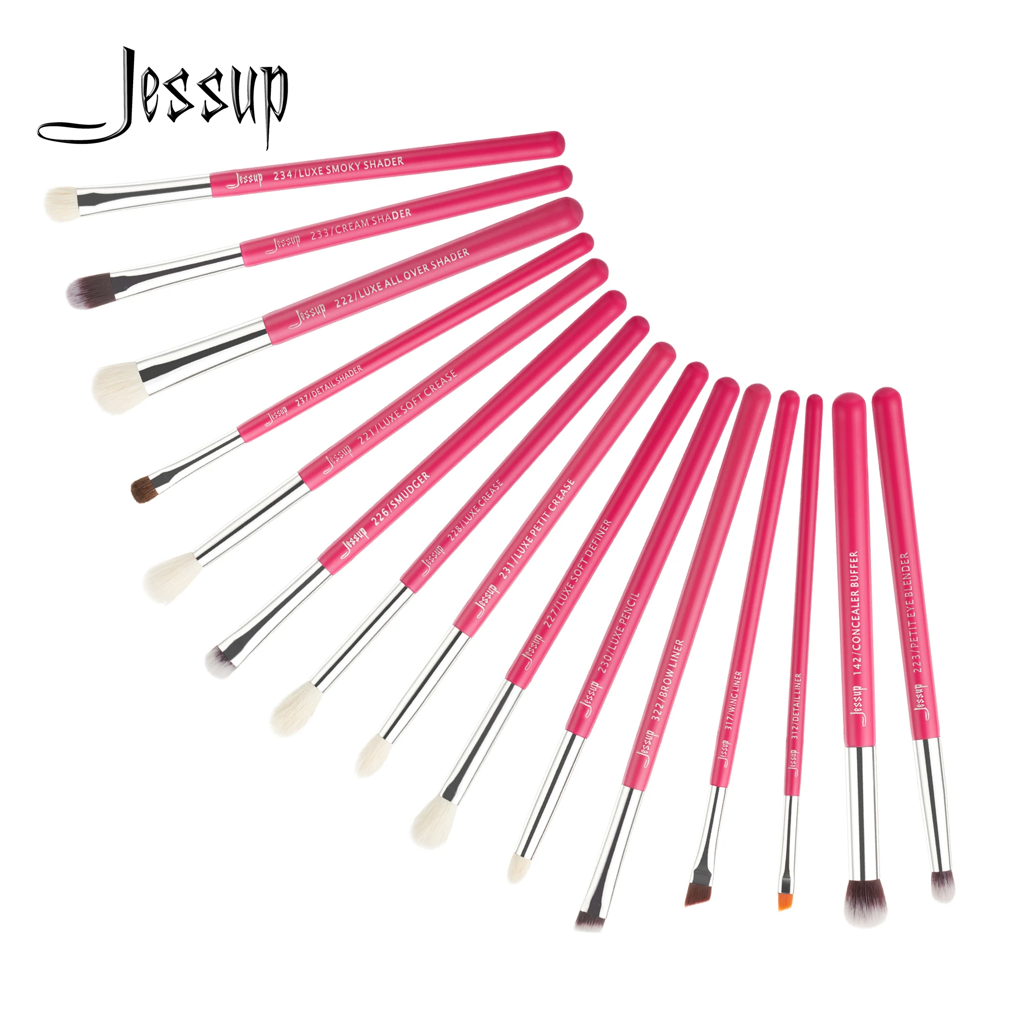 Jessup-프로페셔널 아이 메이크업 브러쉬 세트 15Pcs, 로즈 카민 내츄럴 합성 hairEyebrow 라이너 쉐이더 코스메틱 키트 T197