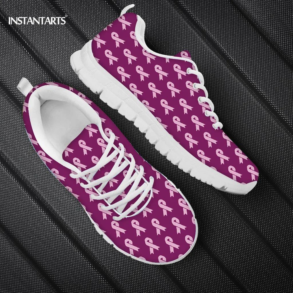 Rasteiras Femininas Awareness Ribbon Cancer Ribbon Clip Art Casual Women Flats Shoes Lace Up Summer Footwear Breathable Sneakers