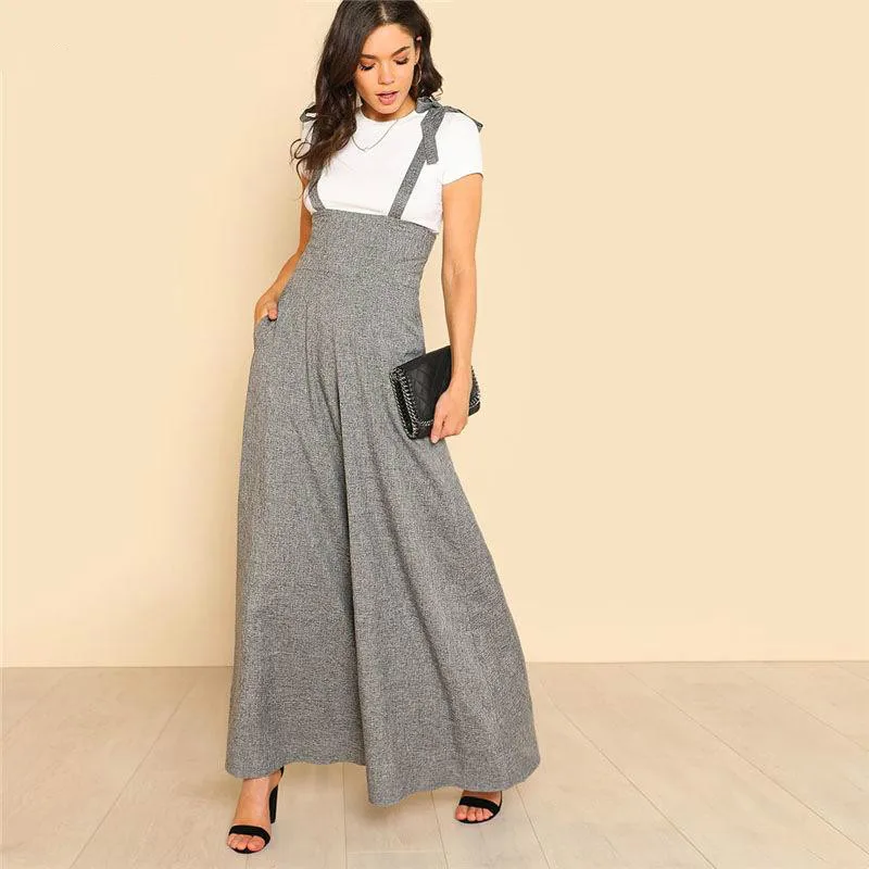 Spring and summer women's suit ladies light-cooked cotton and linen suspenders one-piece loose wide-leg one-piece wide-leg pants