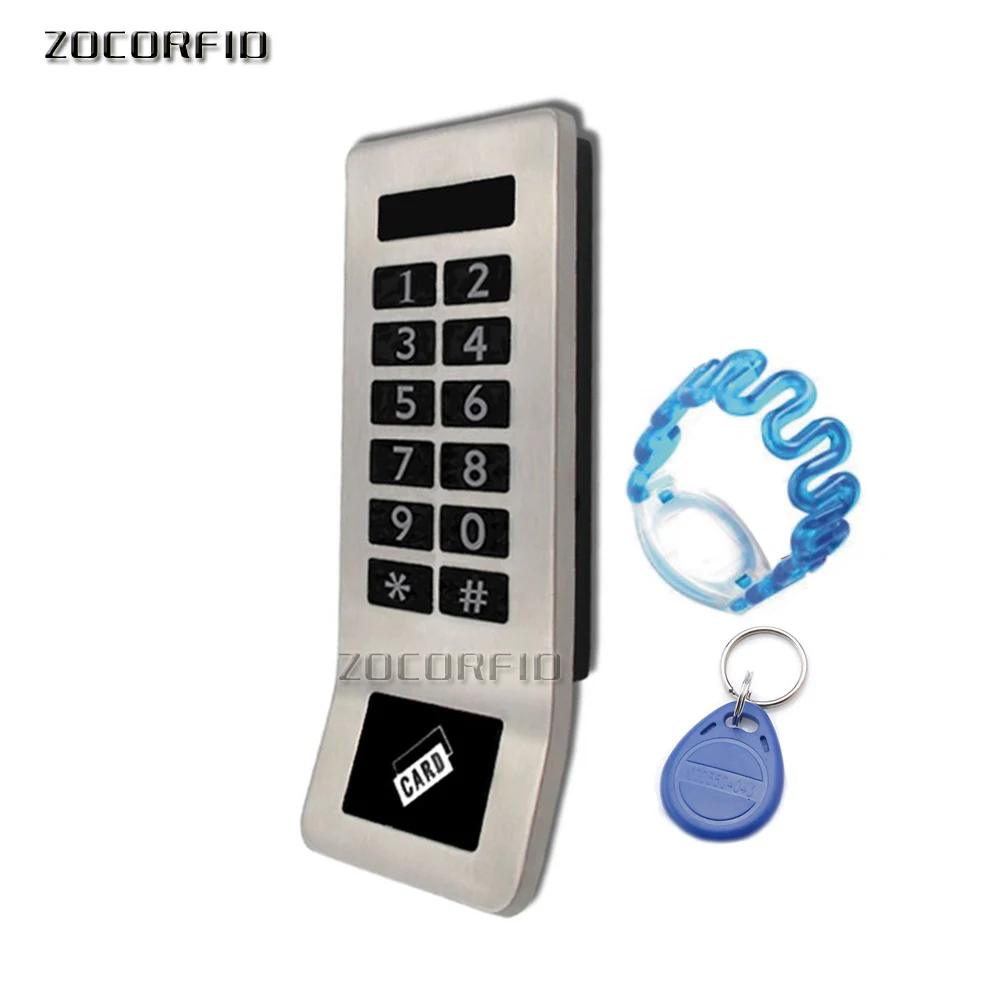 Stainless steel Panel Digital Electronic RFID& Password Keypad Number Cabinet Door Code Lock with PULLER