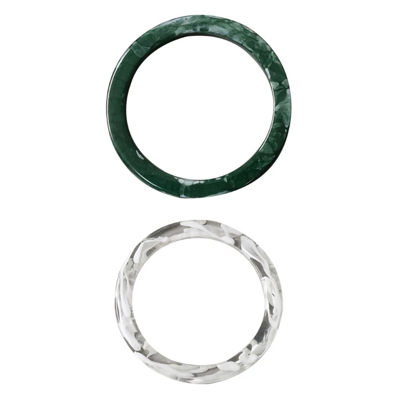 Fashion 2pcs Ring Design White Green Resin Purse Handle for Bag Making Handles Replacement DIY Crafts Women Girls Bags Parts