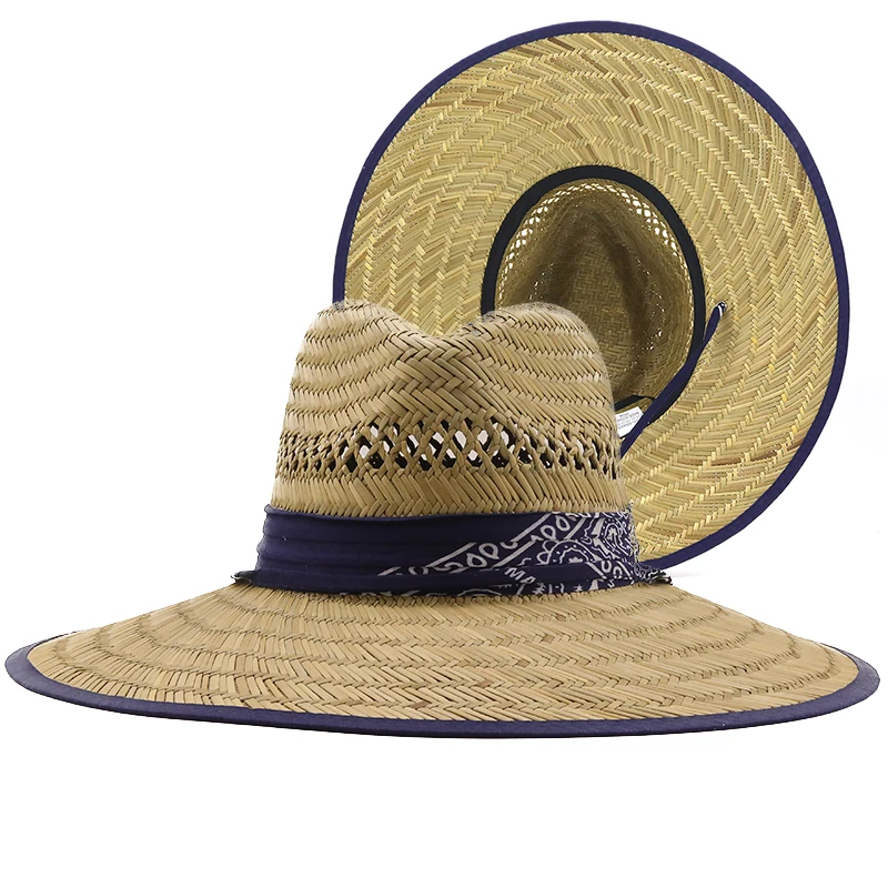 Simple Handwork Women Men Straw Summer Beach Sun hat Outdoor Summer Wide Brim Jazz Panama Straw Lifeguard Hat Womens Summer Hat